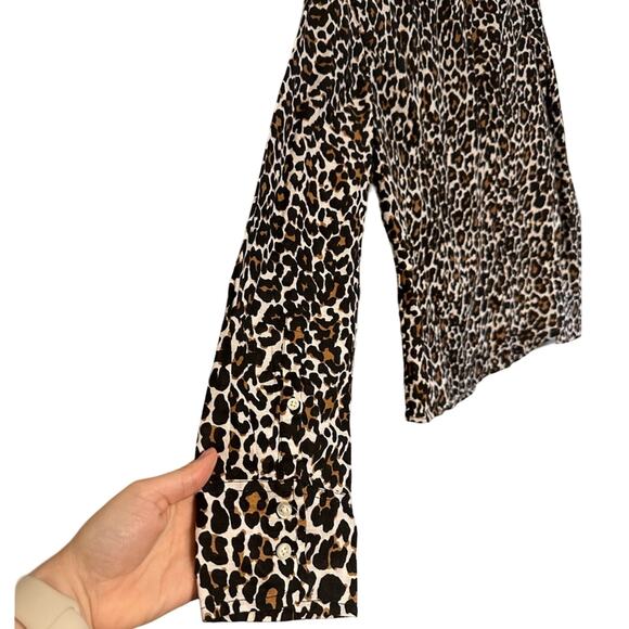 NWT J Crew Womens Button Shirt Leopard Print Linen Blend Slim Fit Size 12 - Picture 2 of 7